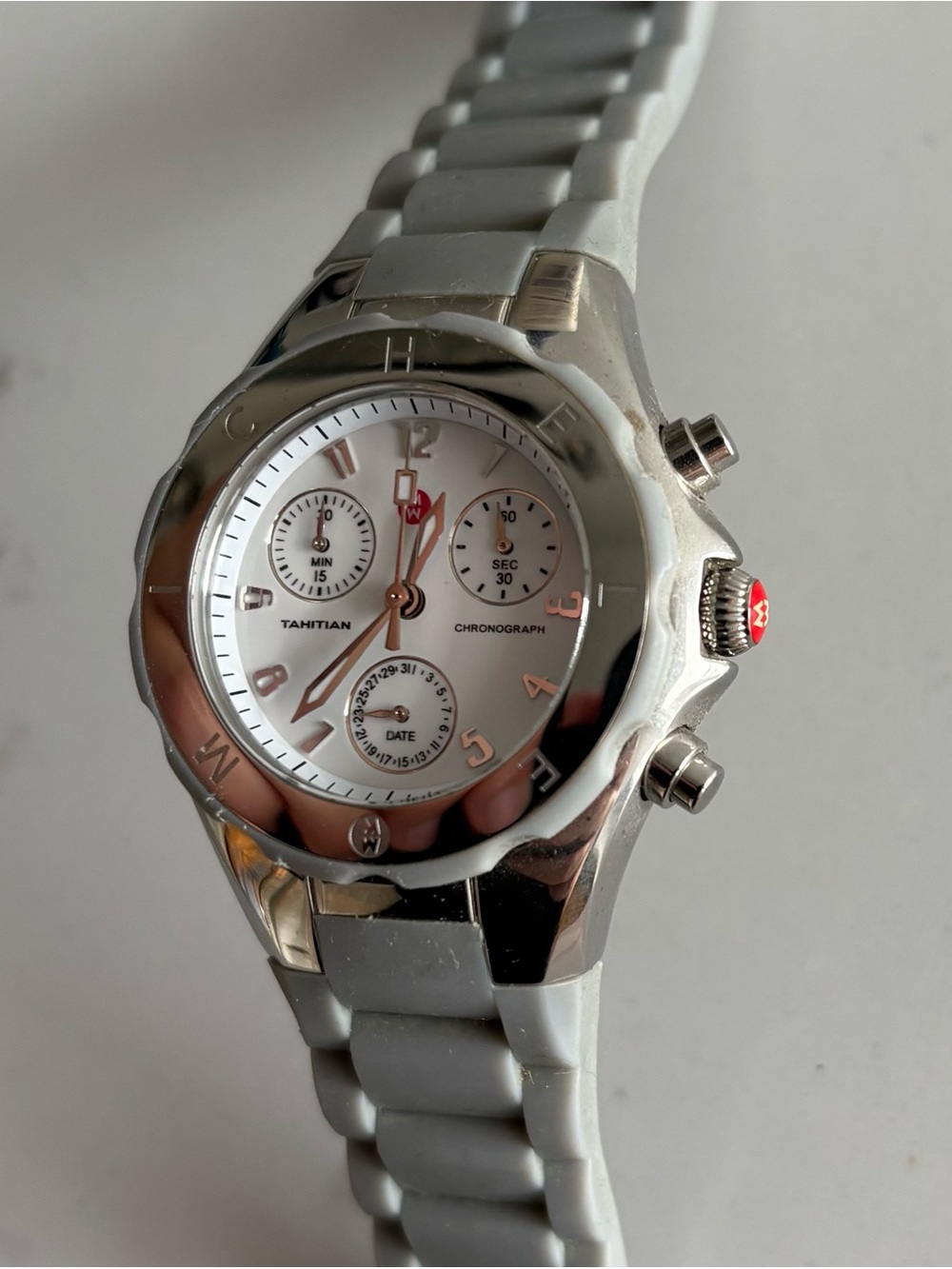 Michele Tahitian Chronograph Gray Jelly Watch for Women